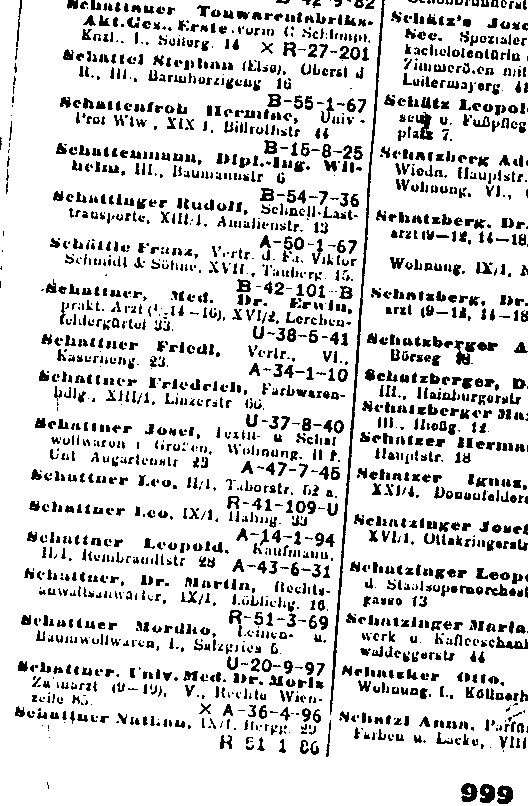 Excerpt from 1936 Vienna telephone book